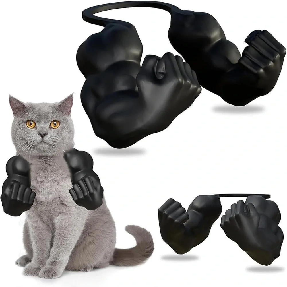 Cat Muscle Arms 3D Printed Pet Funny Costume Strong Arms Neck Accessory Black